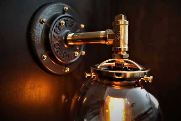 Industrial Brass Edison Globe Sconce