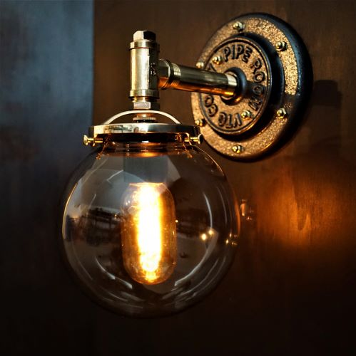 Industrial Brass Edison Globe Sconce