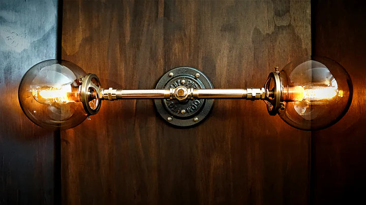 Industrial Brass Edison Wall Light/Vanity Light - R.V.HARGRAVE    # # Edison bulb brass industrial lighting