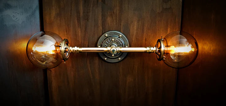 Industrial Brass Edison Wall Light/Vanity Light - R.V.HARGRAVE    # # Edison bulb brass industrial lighting